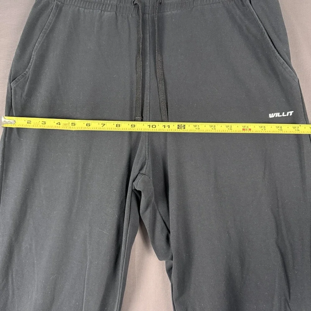 Willit Men's Sweatpants Black L Drawstring Elastic Waist Pockets Straight Leg